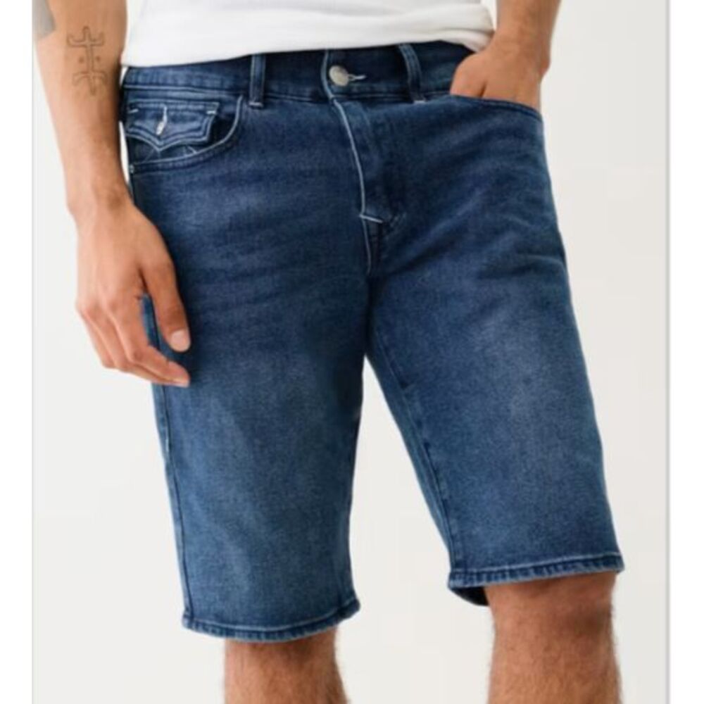 New True Religion‎ Ricky Flap Relaxed Straight Men's Jean Denim Shorts Waist 33